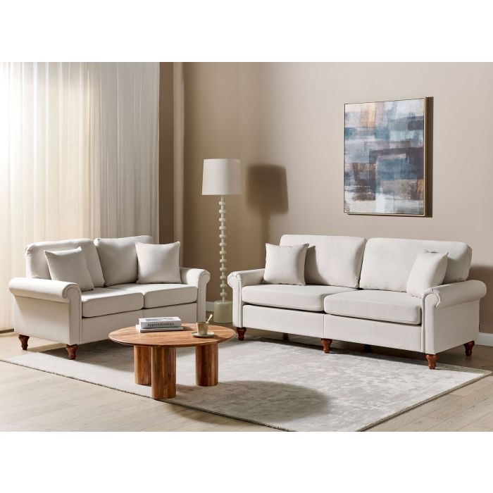 Fabric Living Room Set Beige GINNERUP