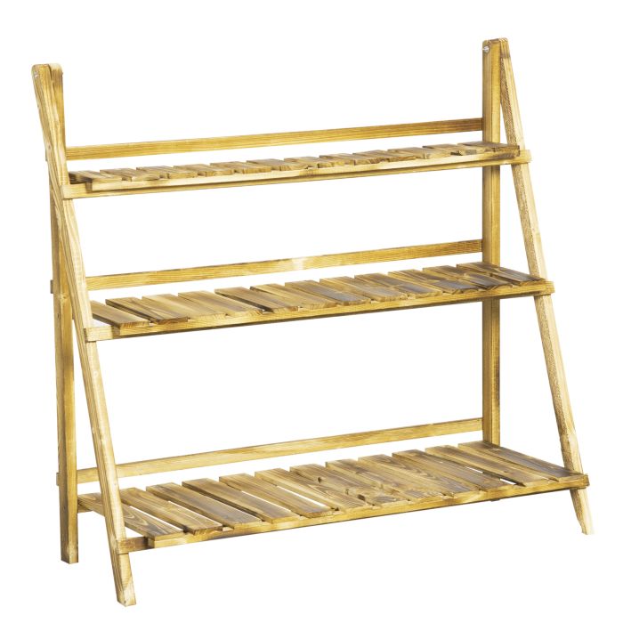 3 Tier Flower Stand Wood Folding Planter Ladder Display Shelf Rack for Garden Outdoor Backyard 100Lx37Wx93H(cm)