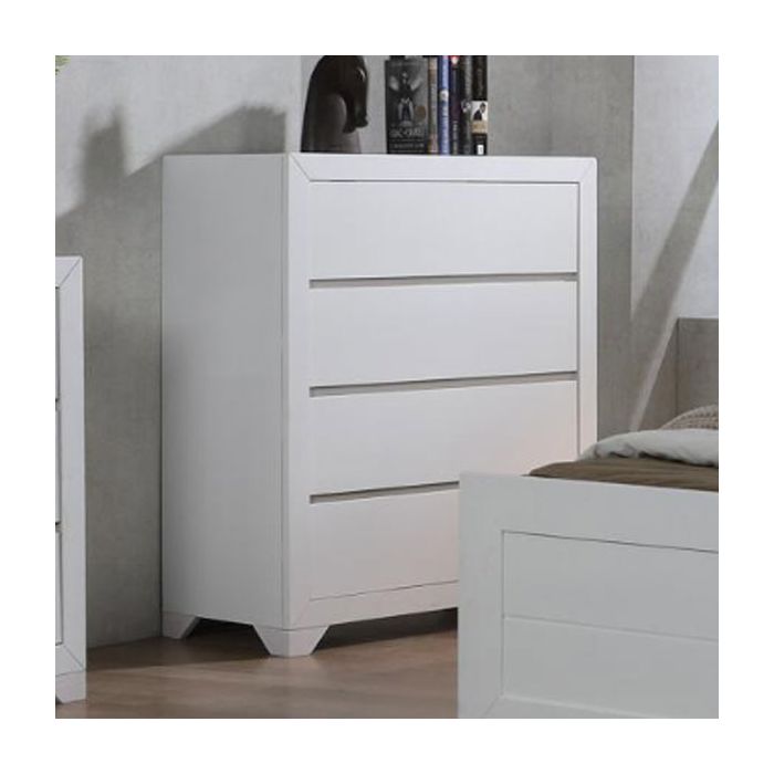 ZEPHYR White Chest of Drawers - Medium-sized, 4 Drawers