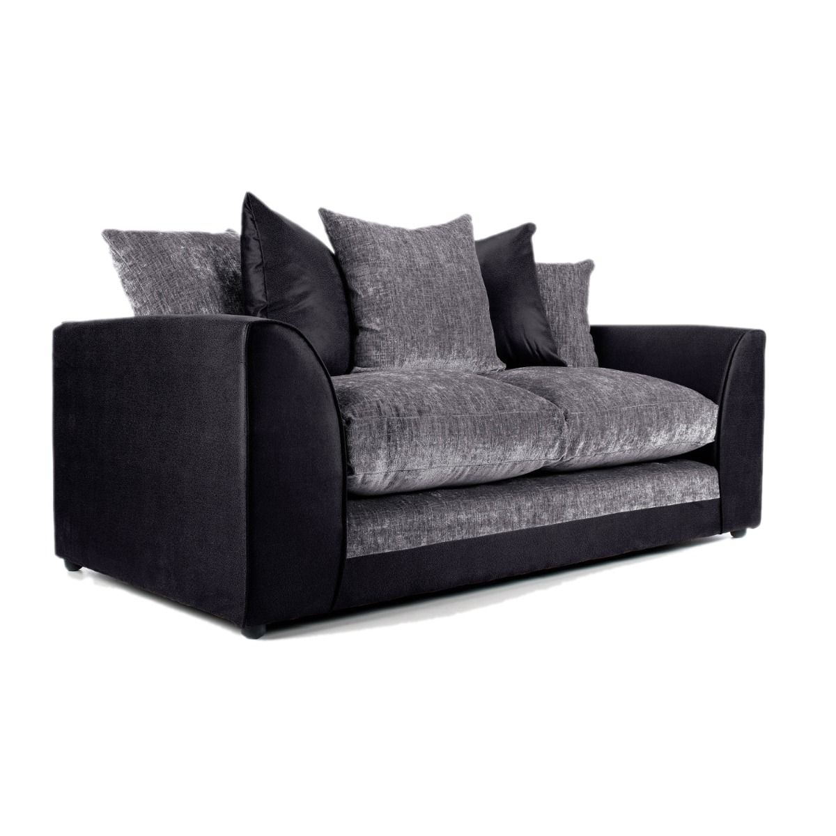 Aruba Fabric 3 Seater and 2 Seater Sofa Set Black and Grey