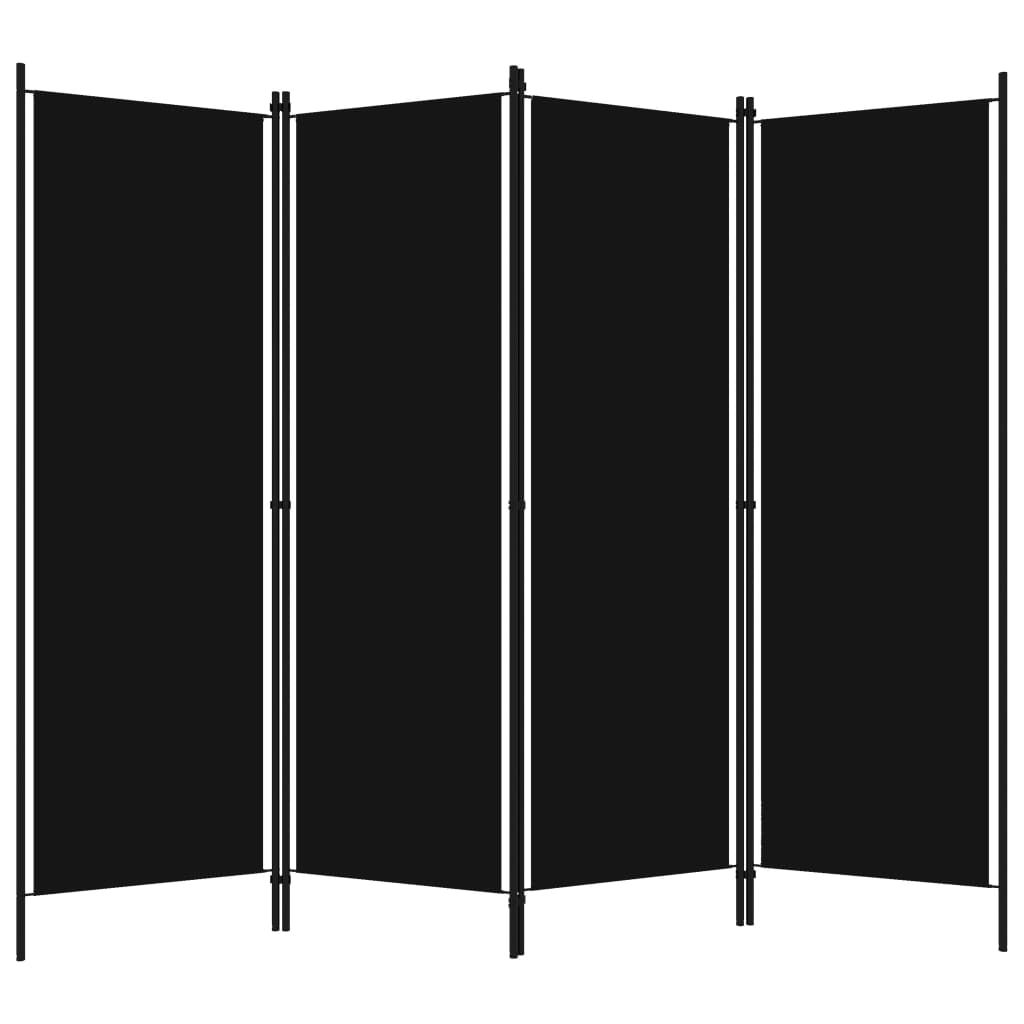 4Panel Room Divider Black 200x180 cm