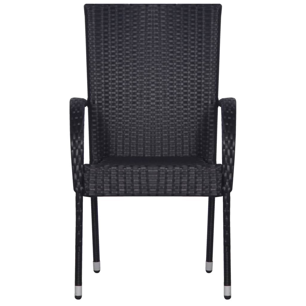 Stackable Outdoor Chairs 6 pcs Poly Rattan Black