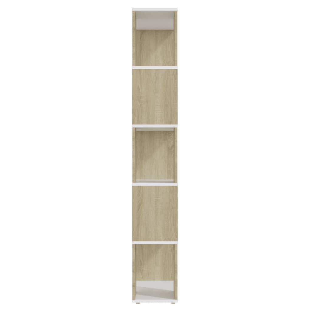 Book Room Divider White&Sonoma Oak 60x24x155 cm