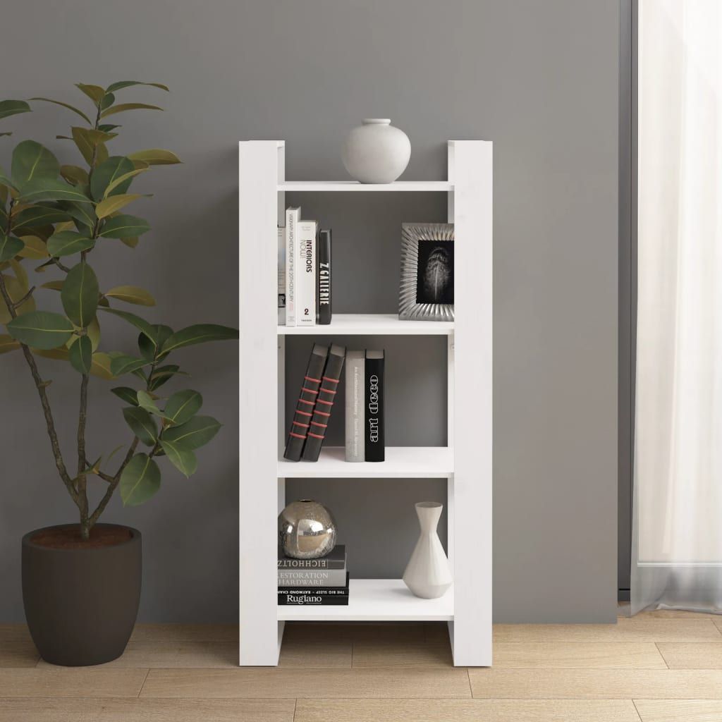 Book Divider White 60x35x125 cm Solid Wood