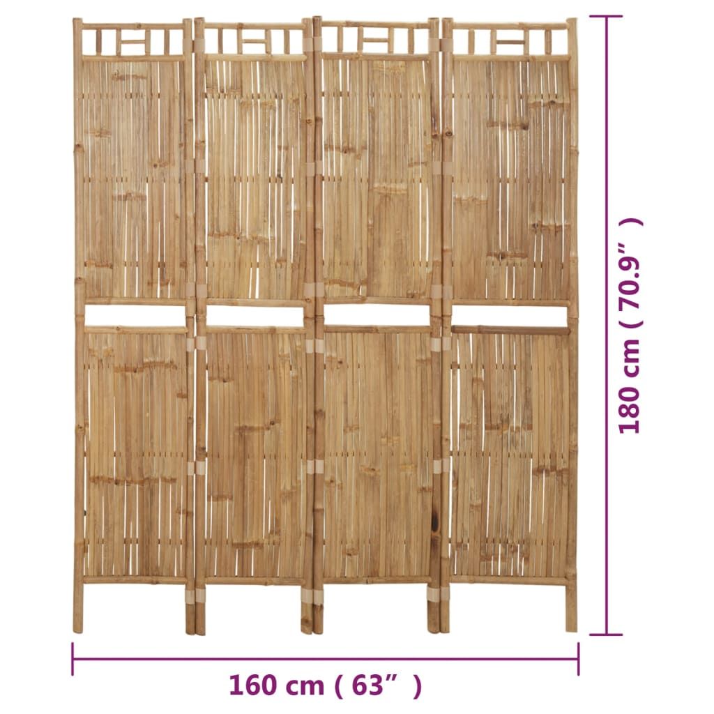 4Panel Room Divider Bamboo 160x180 cm