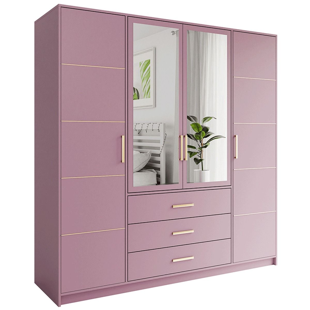 Wardrobe BARNSLEY 4 Door Wardrobe Plum 196cm