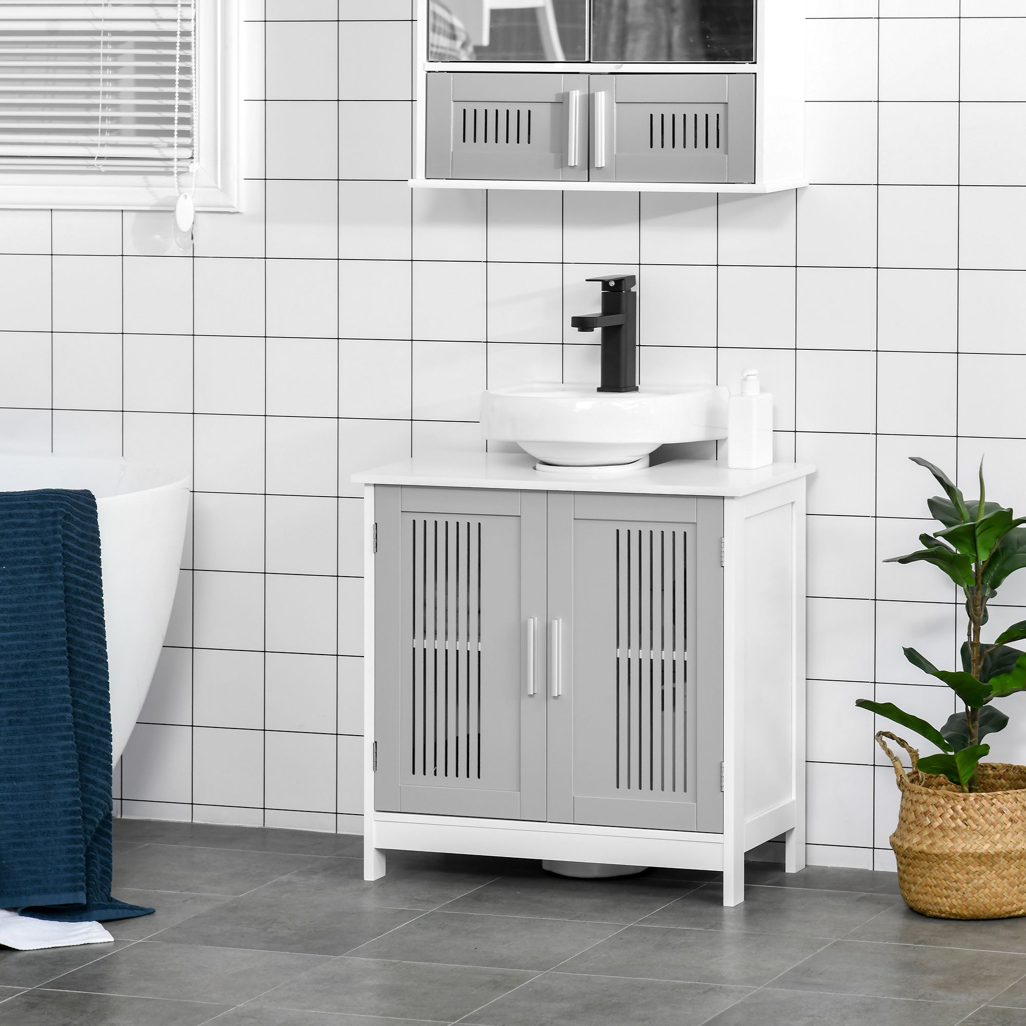 Modern Under Sink Cabinet with 2 Doors, Bathroom Vanity Unit, Pedestal ...