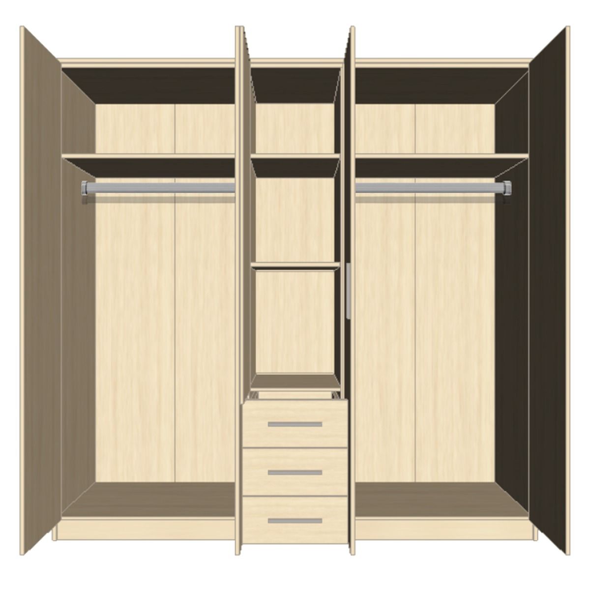 Wardrobe WINSTEAD 5 Door Mirrored Wardrobe Grey 200cm