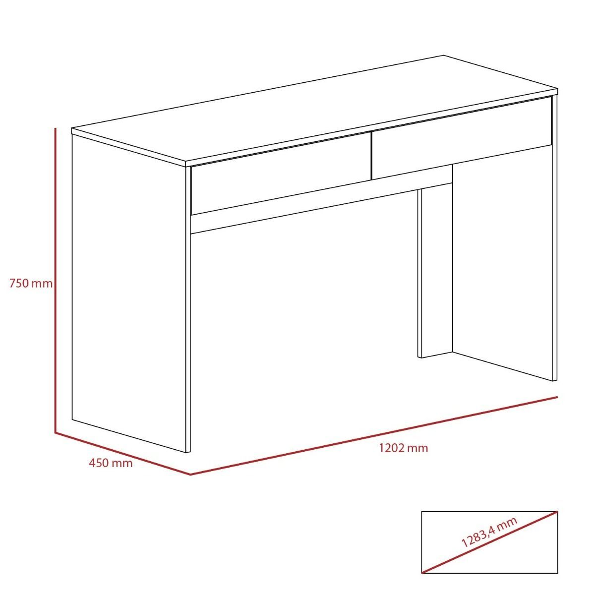 Harvard 2 Drawer Desk - Washed Oak