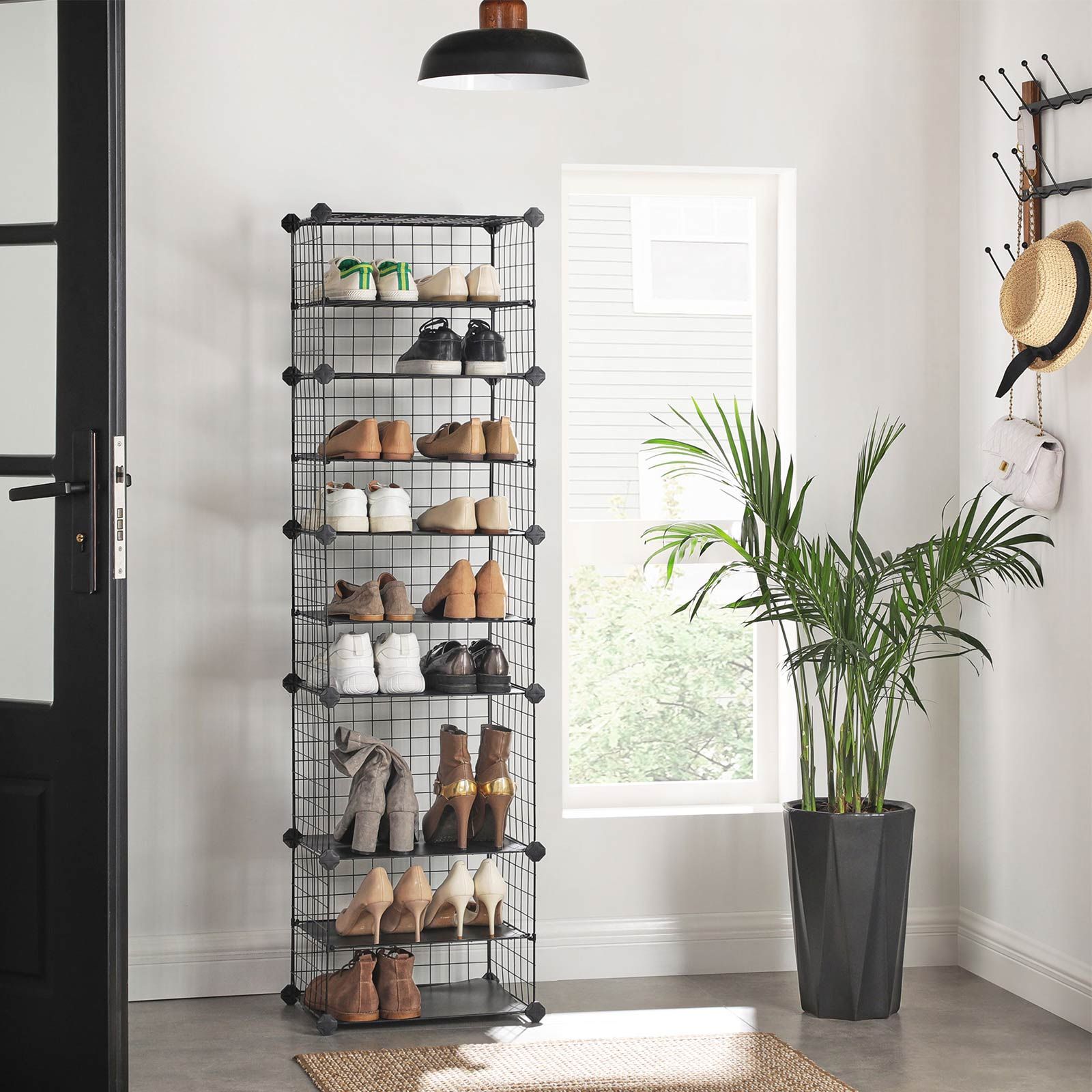 Black Shoe Storage Organizer with Metal Frame