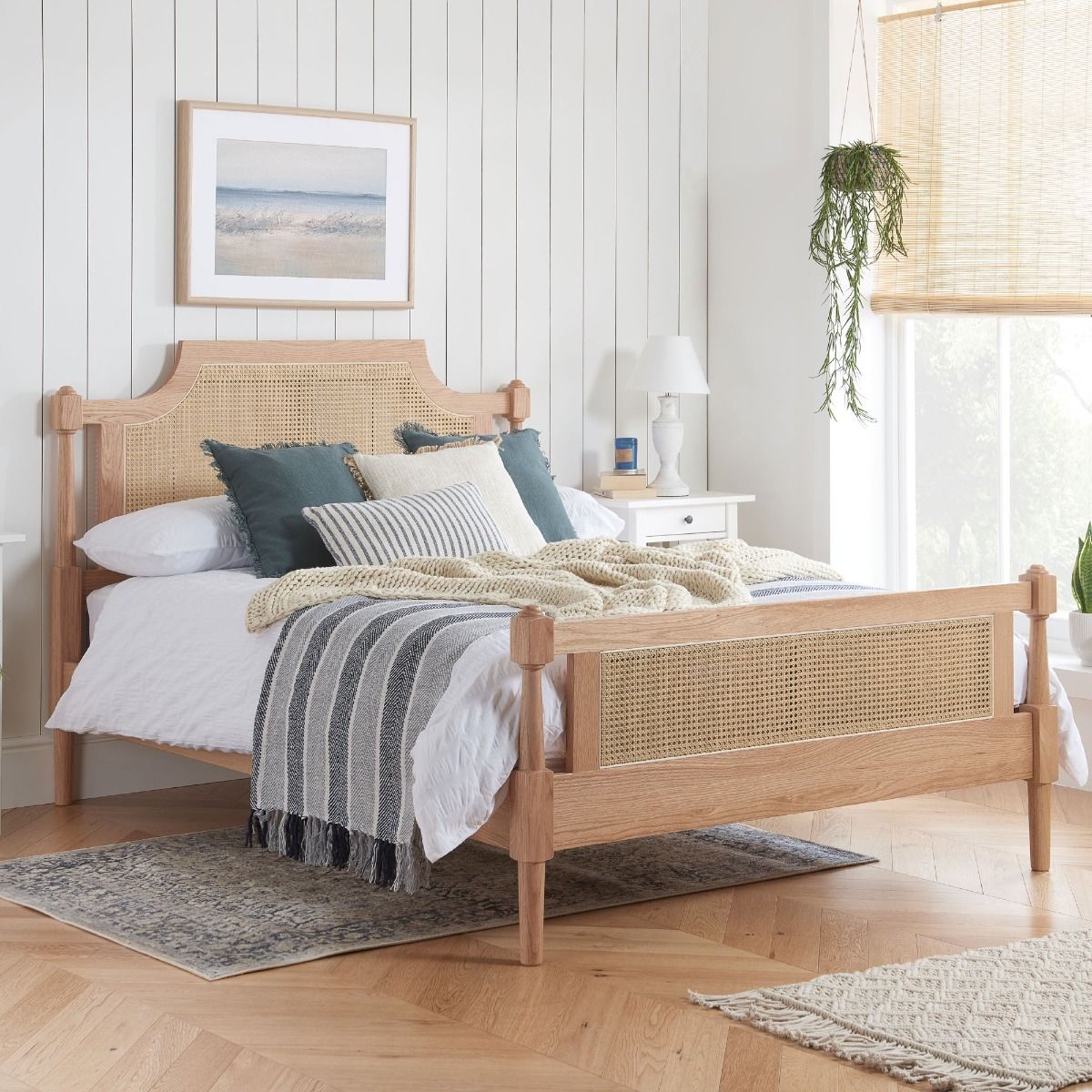 Jannik Rattan Design 4ft6 Double Wooden Bed Oak