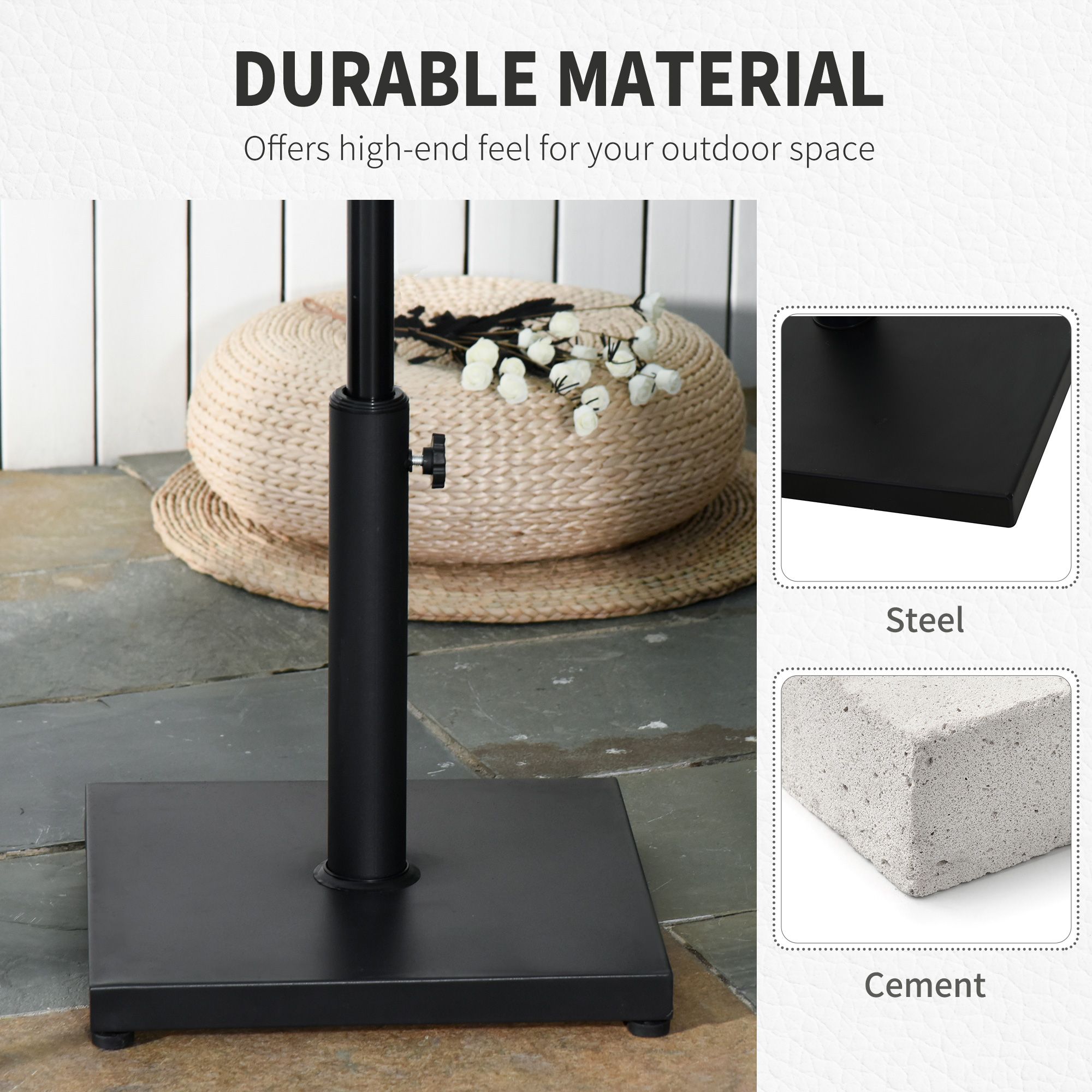 Buy Online 6Kg Square Parasol Base Black - Heavy Duty Weight Stand