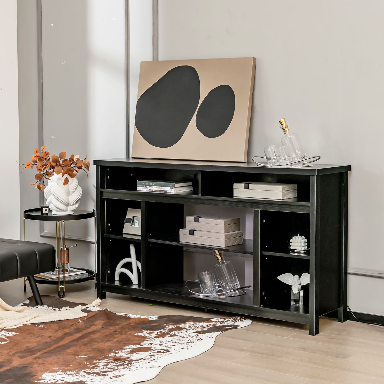 58 Inch TV Stand Entertainment Console Center with Adjustable Open