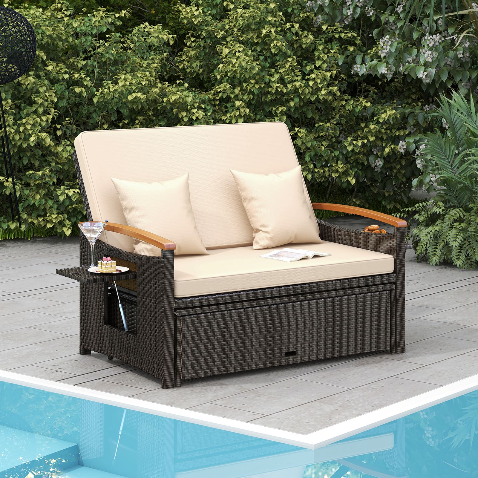 Wood Outdoor Sofa With Built In Storage Spa Surround Spa Frame
