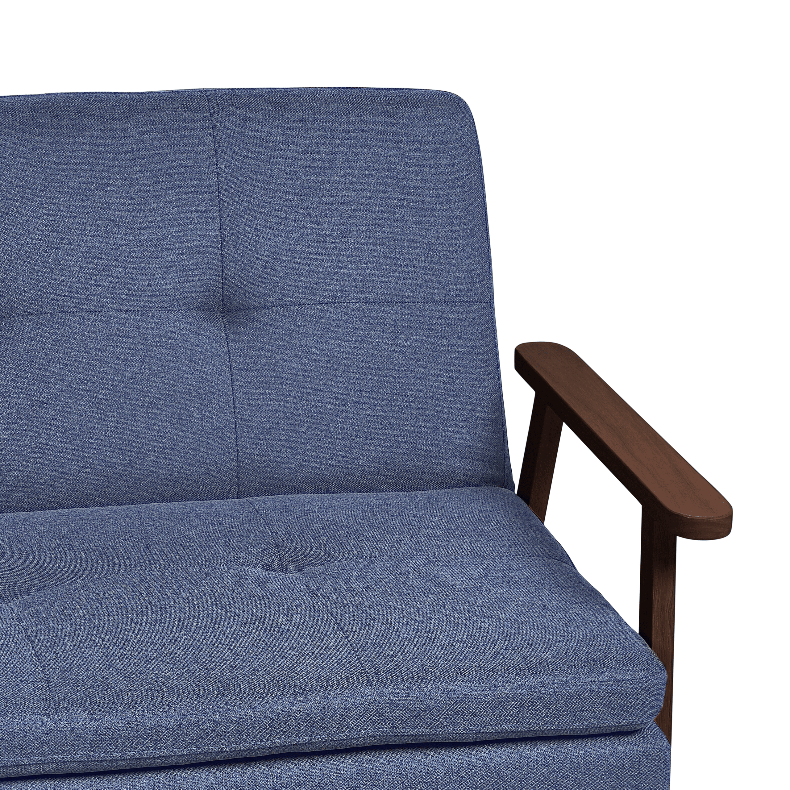 3 Seater Sofabed - TORJAN Fabric Blue with Dark Wood