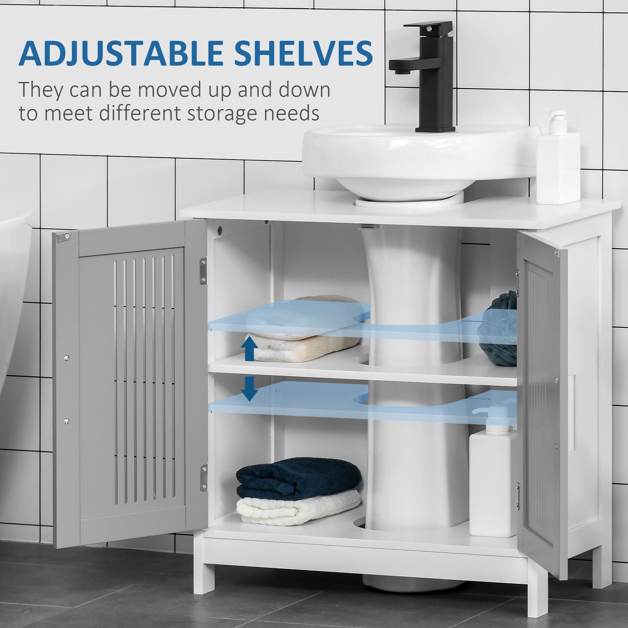 Modern Under Sink Cabinet with 2 Doors, Bathroom Vanity Unit, Pedestal Under Sink Design ...