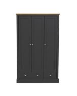 Devon 3 Door Wardrobes with 2 Drawer - Charcoal