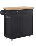 Portland Portable Kitchen Island Unit - Black