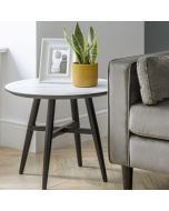 Firenze Stunning White Marble Effect Side End Table - White Marble