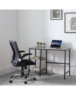 Staten Black Metal Frame Computer Table With Shelves- Concrete