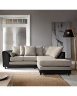 LINACRE Fabric 4 Seater L Shaped - Right Hand Facing Corner Sofa - Brown and Black