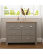 LANCASTER Grey Chest of Drawers - Large-sized, 7 Drawers