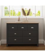 LANCASTER Blue Chest of Drawers - Large-sized, 7 Drawer
