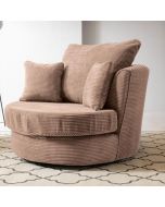 VIAMI Jumbo Cord Fabric Swivel Chair - Brown