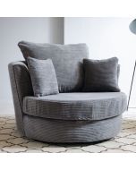 VIAMI Jumbo Cord Fabric Swivel Chair - Grey