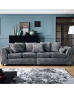 GILLIVER Crushed Chenille Fabric 4 Seater Scatterback Sofa - Dark Grey
