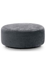 GILLIVER Crushed Chenille Fabric Large Swivel Footstool - Dark Grey