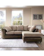 SPENCER Cord Fabric 4 Seater L Shaped - Right Hand Facing Corner Sofa - Brown and Beige