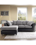 SPENCER Cord Fabric 4 Seater L Shaped - Left Hand Facing Corner Sofa - Grey and Black