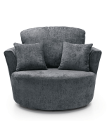 GILLIVER Crushed Chenille Fabric Swivel Chair - Dark Grey