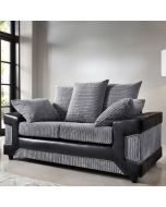 ERITREA Jumbo Cord 2 Seater Scatterback Sofa - Black and Charcoal