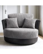 ERITREA Jumbo Cord Swivel Chair - Black and Charcoal