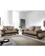 ERITREA Jumbo Cord 3 and 2 Seater Scatterback Sofa Set - Brown and Beige