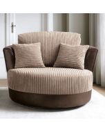 ERITREA Jumbo Cord Swivel Chair - Brown and Beige