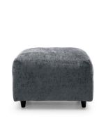 GILLIVER Crushed Chenille Fabric Footstool - Dark Grey