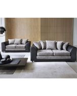 LINACRE Fabric 3 and 2 Seater Scatterback Sofa Set - Black and Charcoal