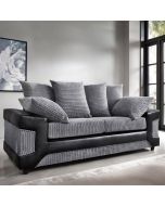 ERITREA Jumbo Cord 3 Seater Scatterback Sofa - Black and Charcoal