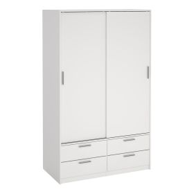 LACOSTE 2 Door Sliding Wardrobe with 4 Drawers White - 121.2cm