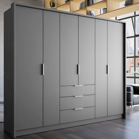 STAFFORD 6 Door Wardrobe Graphite - 255cm