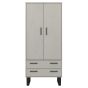 Texas Black Metal Frame 2 Door Wardrobes with 2 Drawers - Grey Waxed Pine