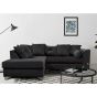VICTORIA Plush Velvet 4 Seater L Shaped - Left Hand Facing Corner Sofa - Black