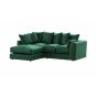 VOSTA Plush Velvet 4 Seater L Shaped - Right Hand Facing Corner Sofa - Green
