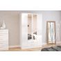 Lynx 4 Door 2 Drawer Mirrored Wardrobe - White