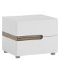 Truffle Oak Trim 2 Drawer Bedside - White