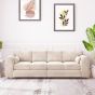 DELANO Plush Velvet 4 Seater Fullback Sofa - Cream