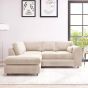 Dylan Plush Velvet 4 Seat L Shaped FB Corner Sofa - Cream
